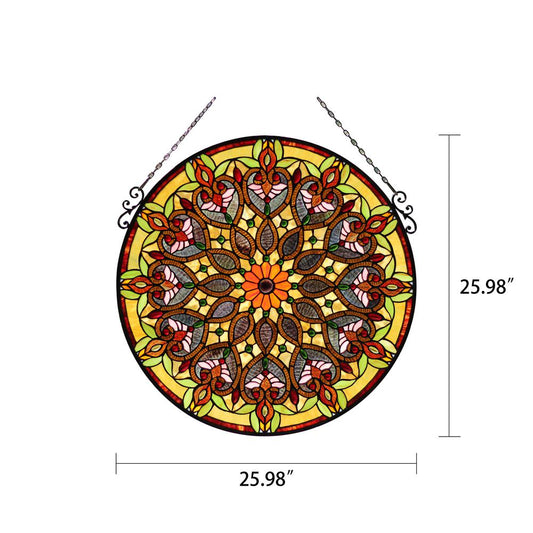 CHLOE Lighting ARABELLA Tiffany-Style Victorian Stained Glass Window Panel 26" Width