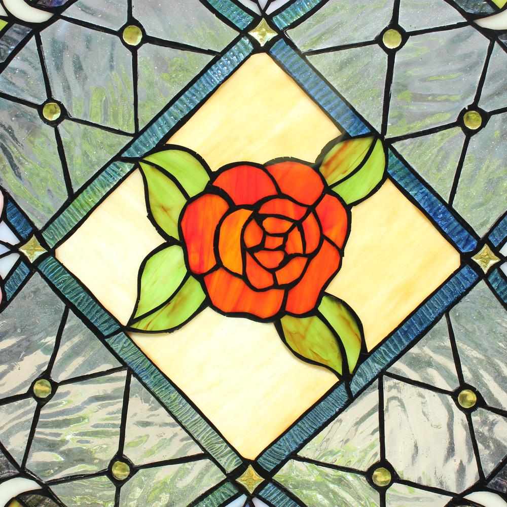CHLOE Lighting ENCHANTED Tiffany-Style Floral Stained Glass Window Panel 25" Height
