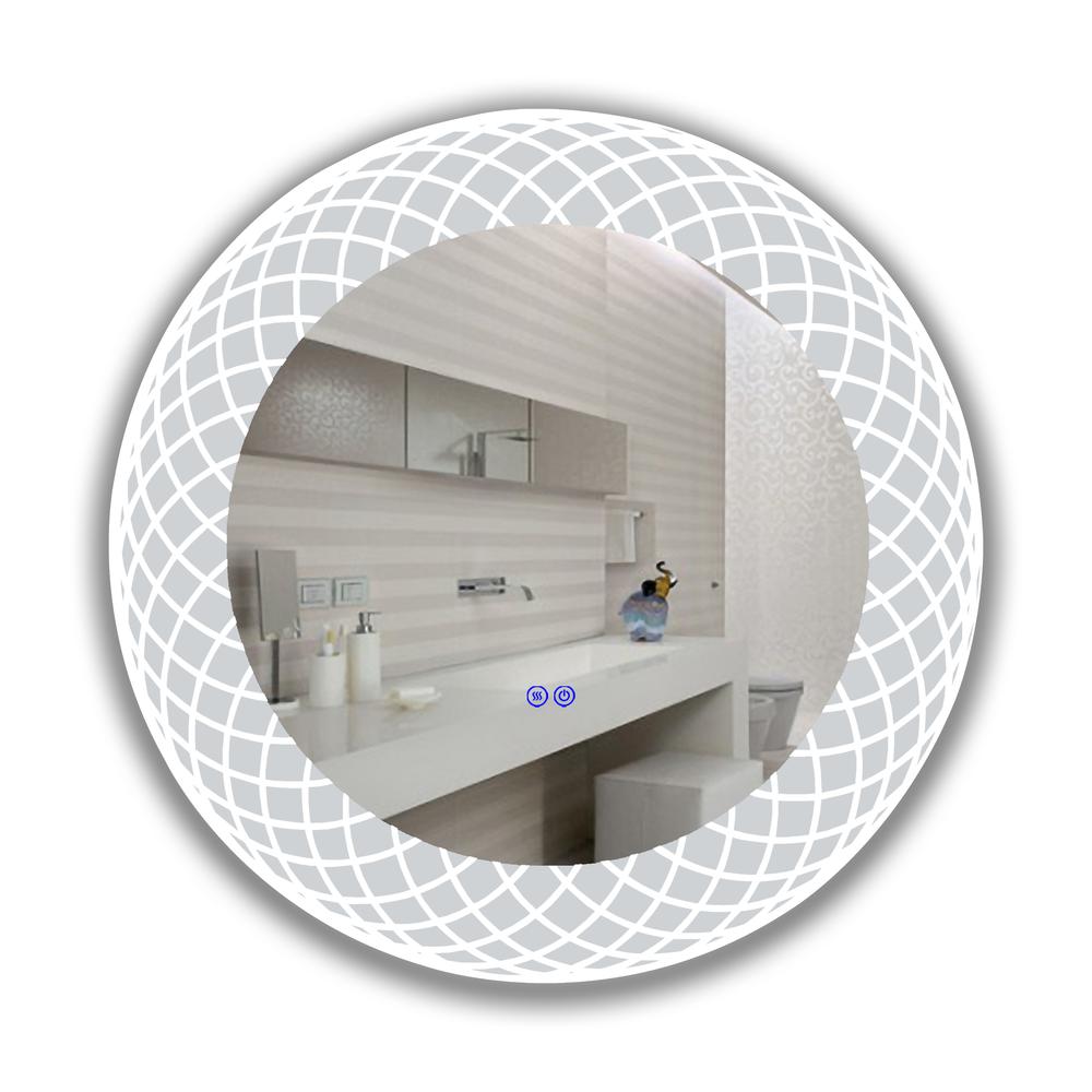 Back Lit Round TouchScreen LED Mirror 3 Color Temperatures 3000K-6000K 30" Wide
