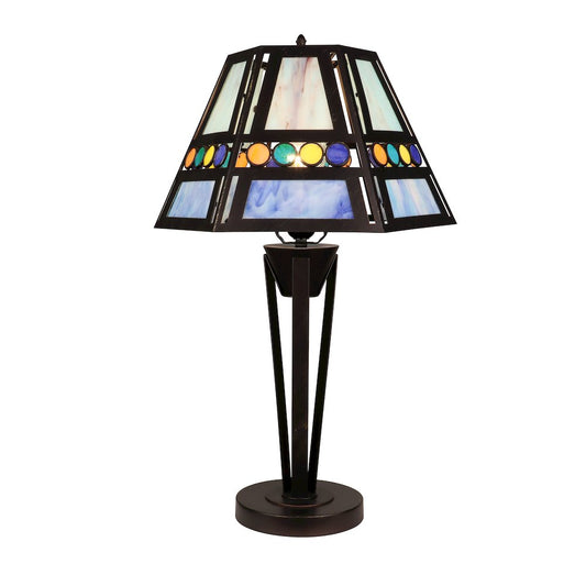 Retro-Style Stained Glass 1-Light Table Lamp 14" Shade