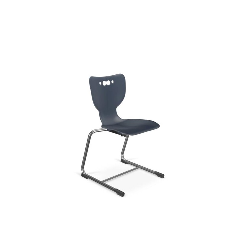 Hierarchy Cantilever School Chair, 14" Height, Chrome Frame, Navy Shell