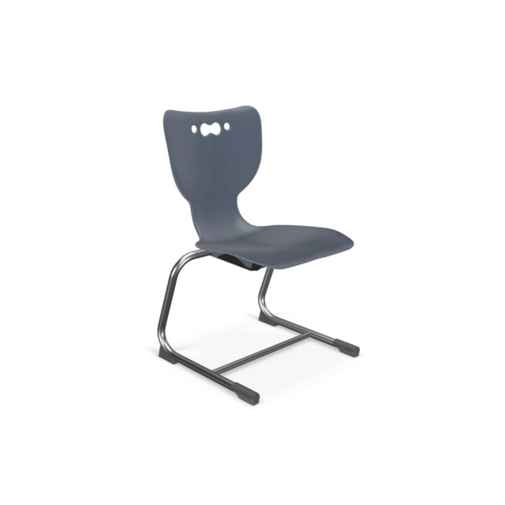 Hierarchy Cantilever School Chair, 16" Height, Chrome Frame, Navy Shell