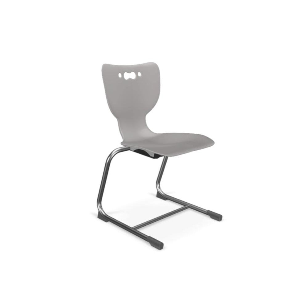 Hierarchy Cantilever School Chair, 18" Height, Chrome Frame, Grey Shell