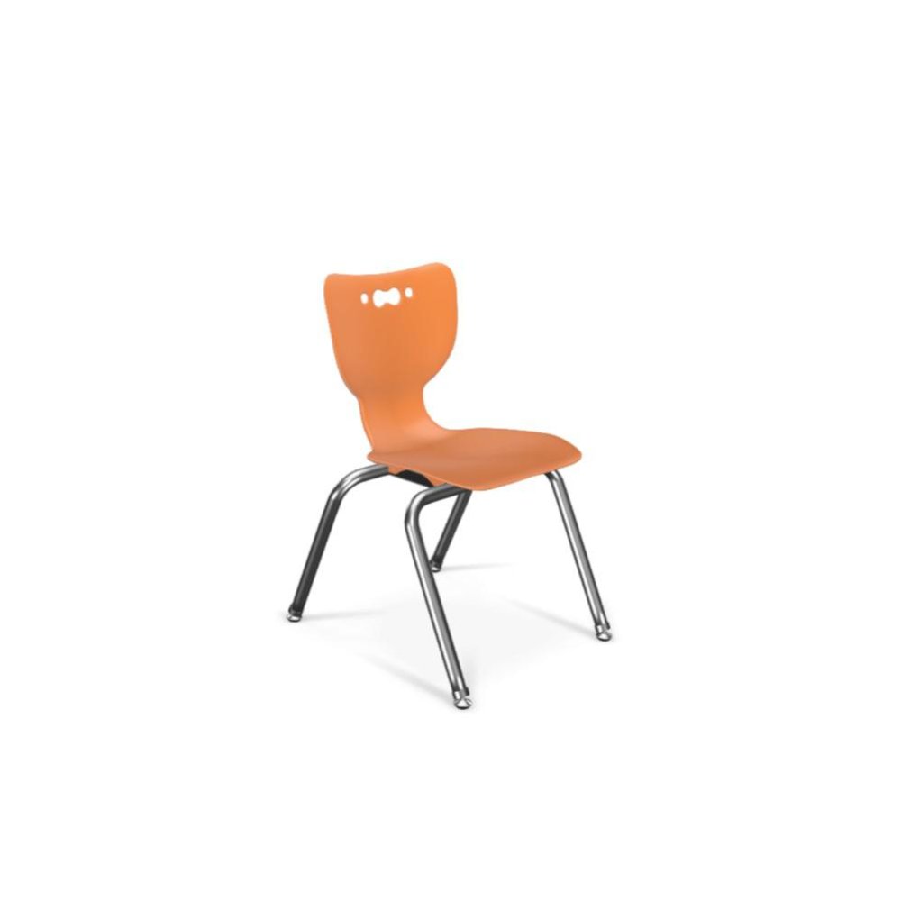 Hierarchy School Chair, 4-Leg, 14" Height, Chrome Frame, Orange Shell