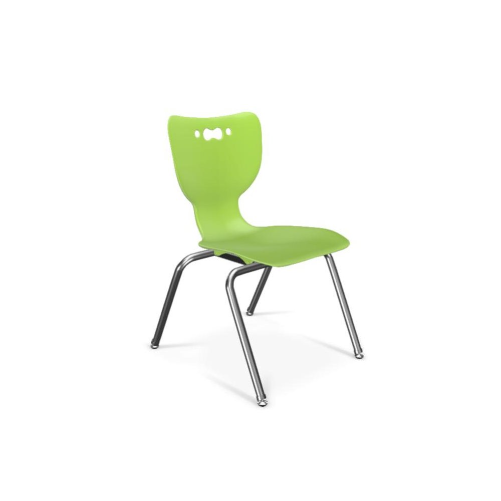 Hierarchy School Chair, 4-Leg, 16" Height, Chrome Frame, Lime Green Shell