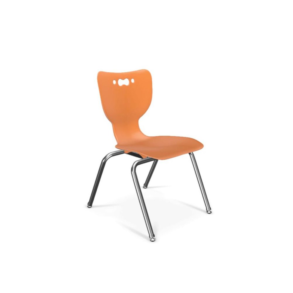 Hierarchy School Chair, 4-Leg, 16" Height, Chrome Frame, Orange Shell