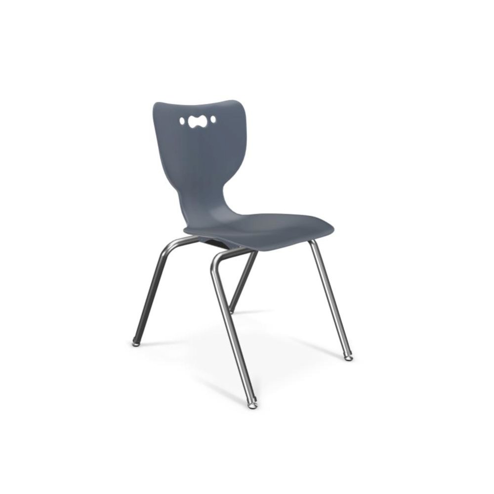 Hierarchy School Chair, 4-Leg, 18" Height, Chrome Frame, Navy Shell