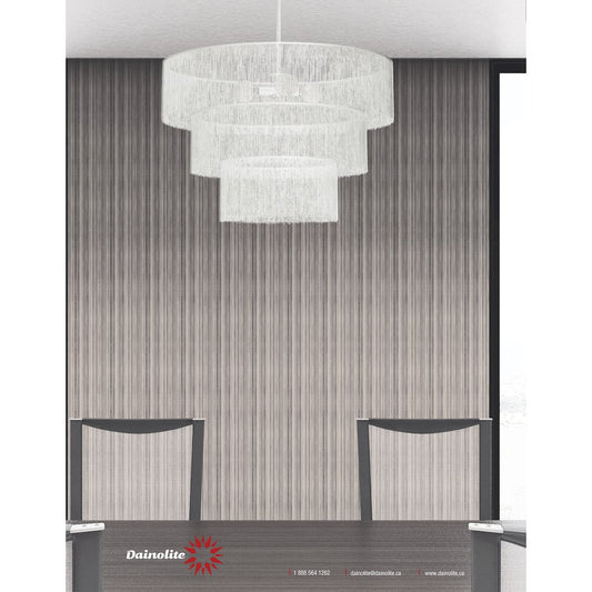 4 Light Chandelier Matte White w/ White Tassel Shades