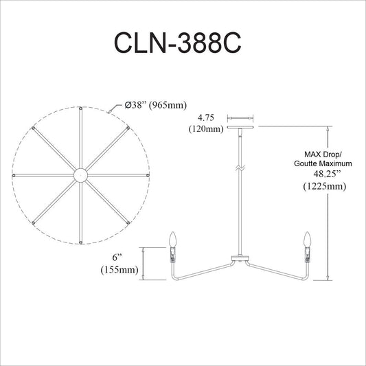 8LT Incandescent Chandelier, AGB