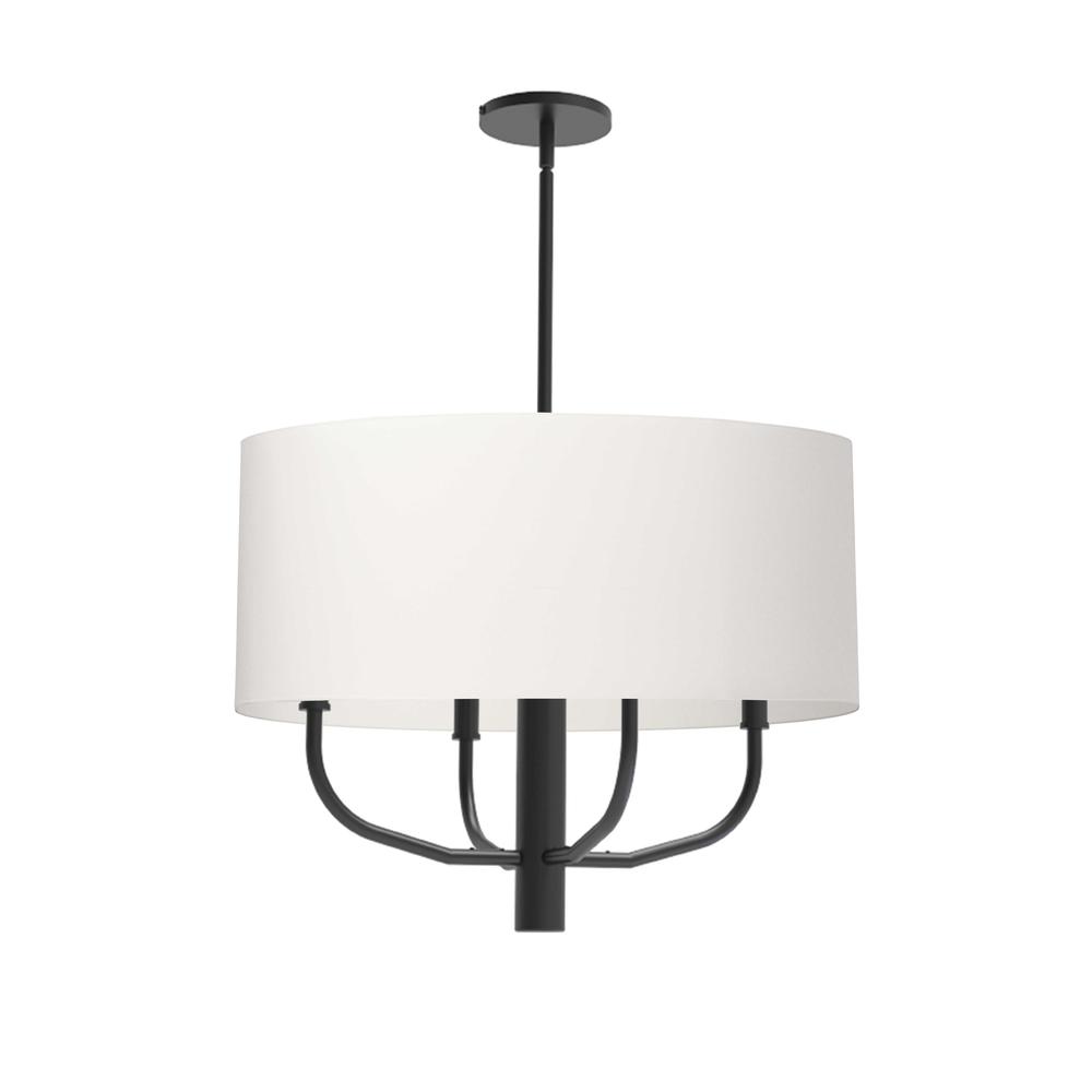 4LT Incandescent Pendant, MB, WH Fabric Shade