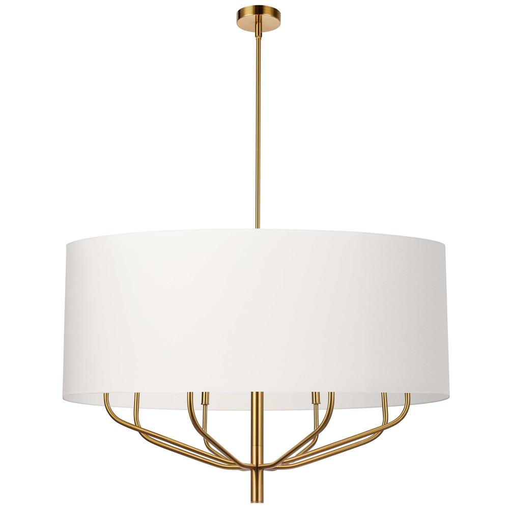 8LT Incandescent Chandelier, AGB, WH Shade