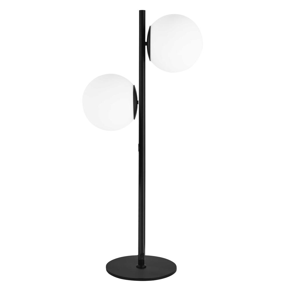 2LT Incandescent Table Lamp, MB, WH Glass