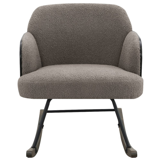 Paige Boucle Upholstered Mid Back Rocking Chair Taupe