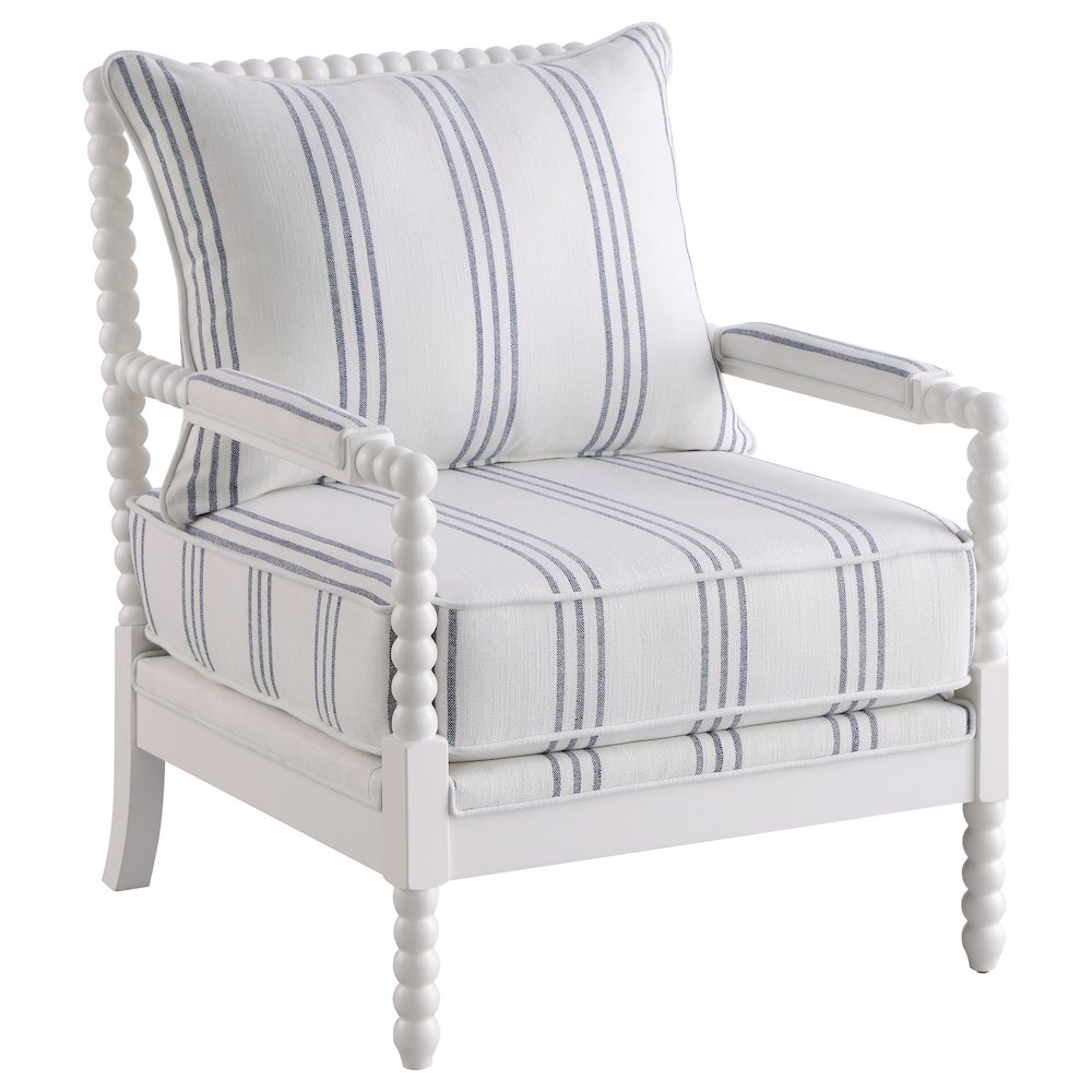 Blanchett Upholstered Bobbin Accent Chair White and Navy