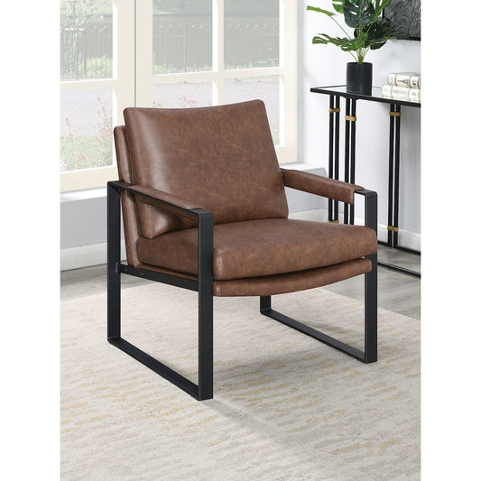 Rosalind Upholstered Track Arm Accent Chair Brown