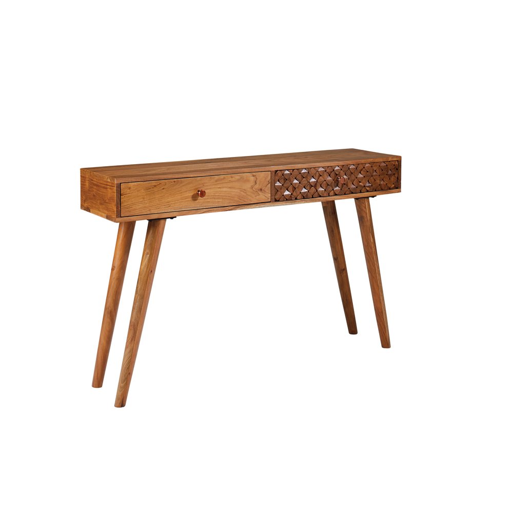 Lotus 2-drawer Wood Entryway Console Table Natural Brown