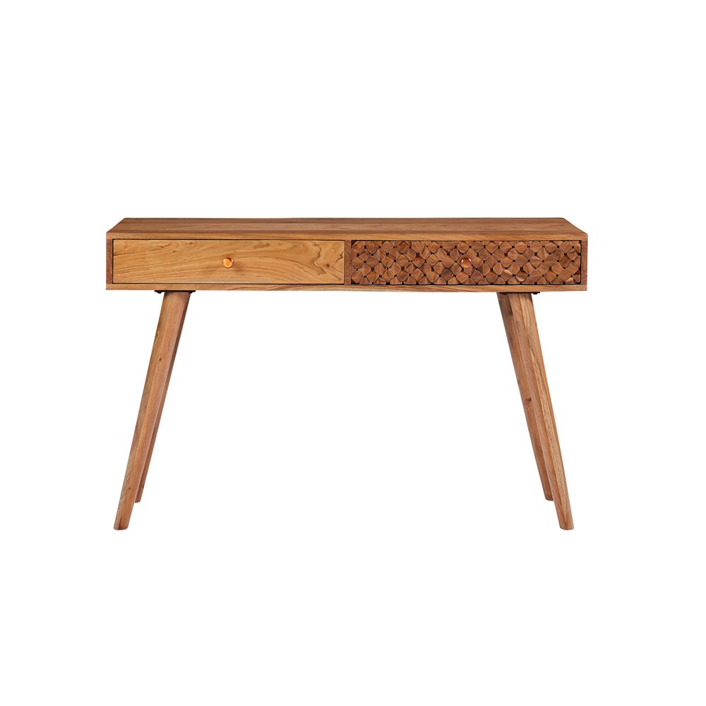 Lotus 2-drawer Wood Entryway Console Table Natural Brown
