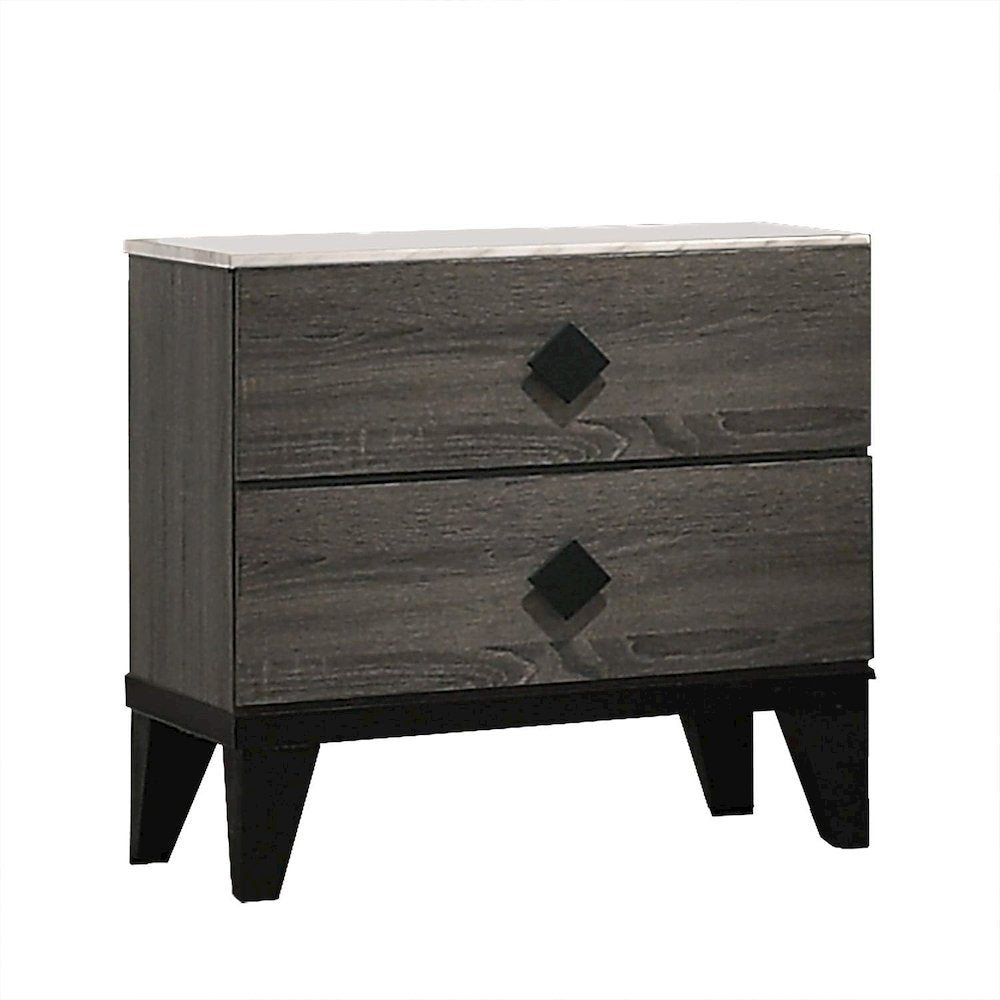 Madelyn night stand in Rustic Gray Walnut and Faux Marble Top