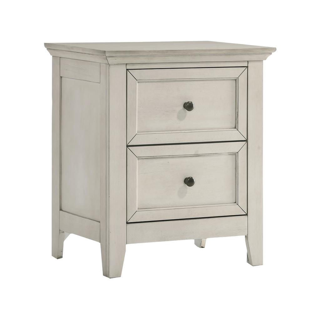 Nightstand, 2 Drawer in Rustic White