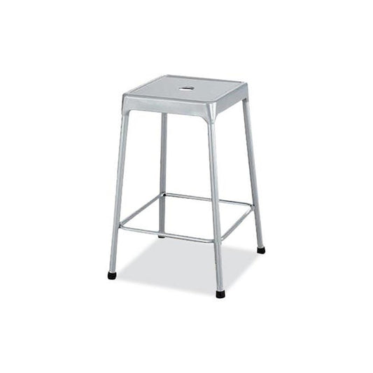 Counter-Height Steel Stool, Backless, Supports Up to 250 lb, 25" Seat Height, Silver
