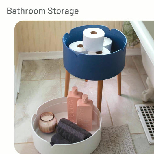 End Table with 2 Round Stacking Storage Bins