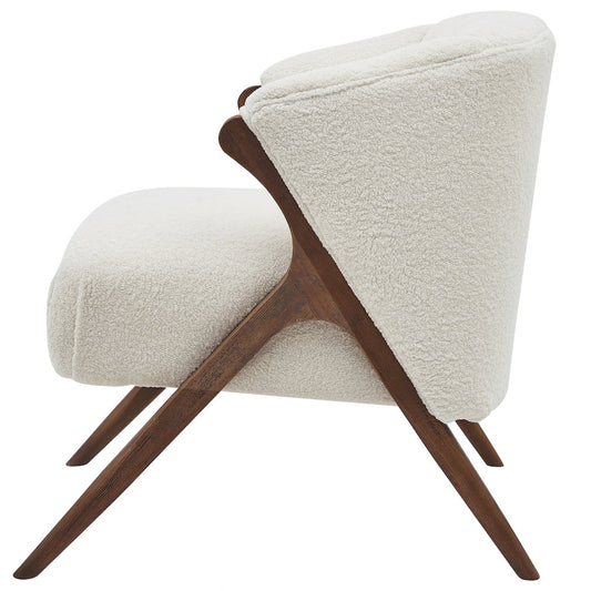 Florence Faux Shearling Fabric Accent Chair Brown Legs