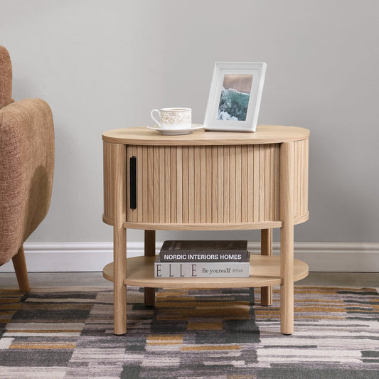 Acelyn Tambour Accent Table - Light Oak