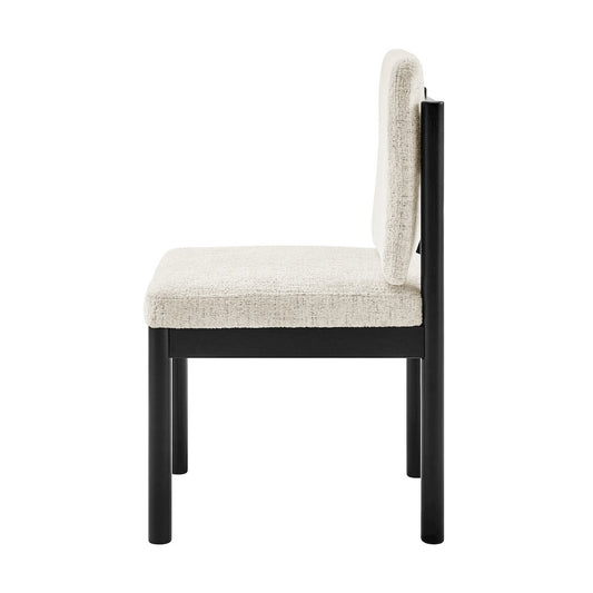 Melvin Chenille Dining Side Chair Black Frame, (Set of 2)