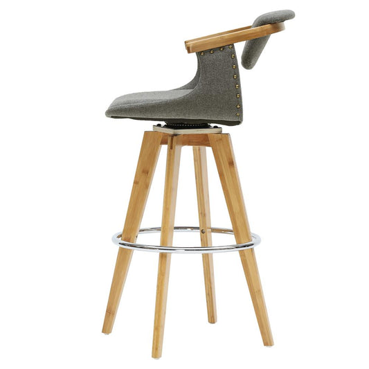Darwin Fabric Swivel Bamboo Bar Stool