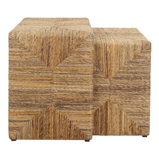 Kanza Abaca Rectangular Nesting Accent Table - Natural - Set of 2