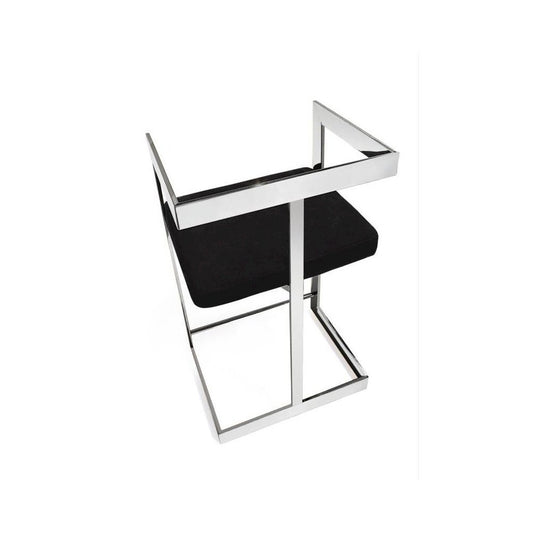 Bar Stool, 30'' With Black Cushion And Stainless Steel Base