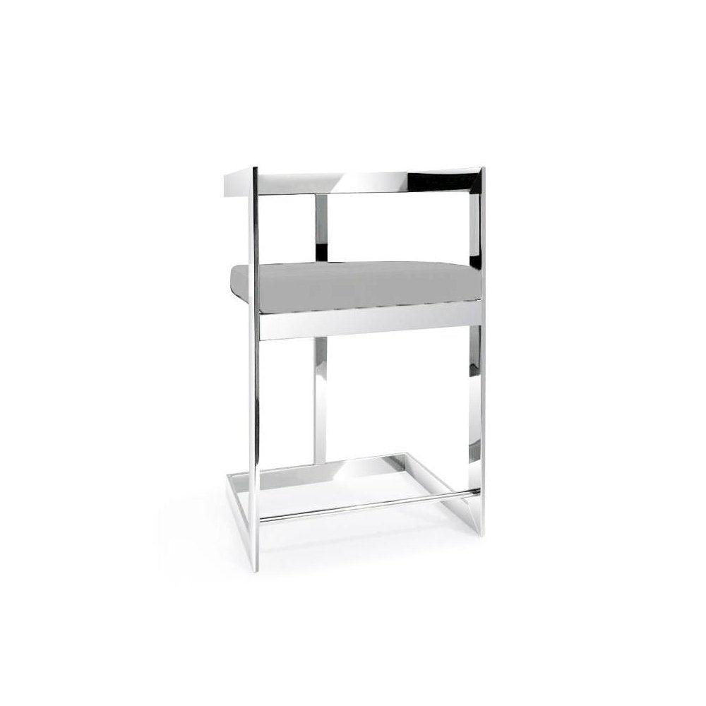 Bar stool, 30'' with Gray cushion and stainless steel base