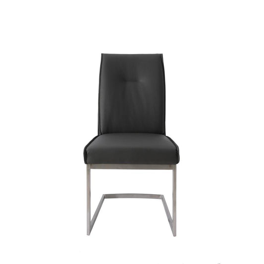 Dining Chair With Pu Seat And Brushed Stainless Steel Leg, Set Of 2