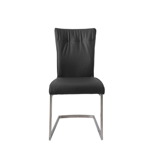 Dining Chair With Pu Seat And Brushed Stainless Steel Leg, Set Of 2