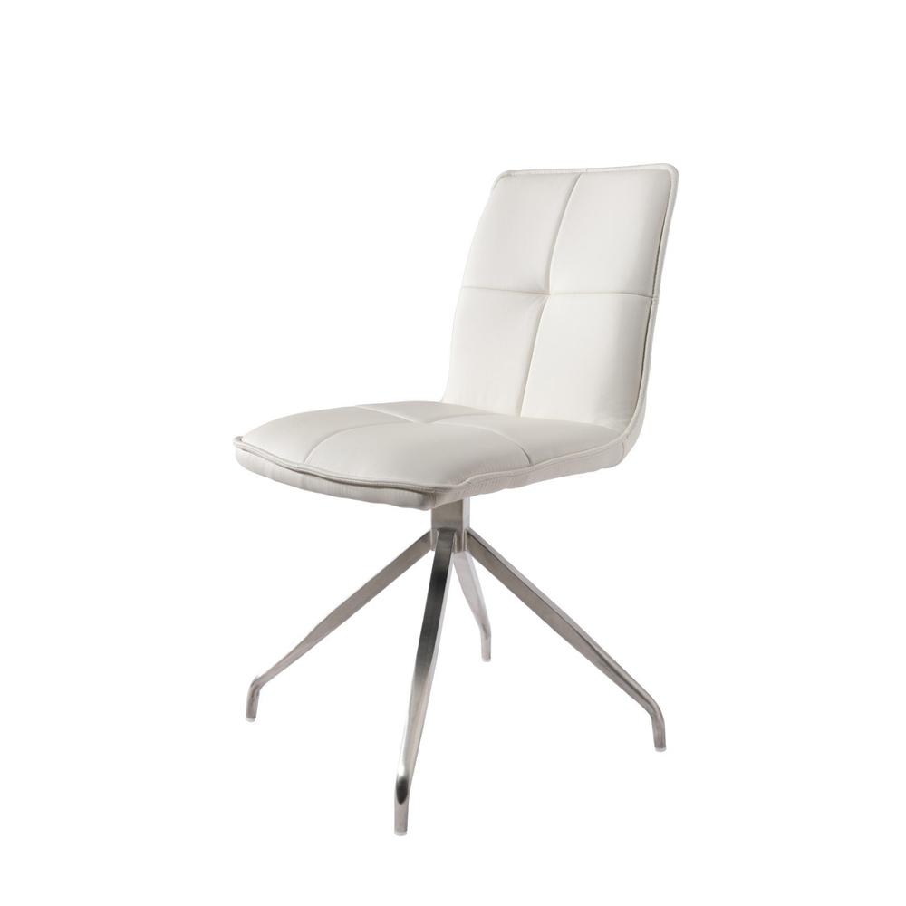 Dining Chair With Pu Seat And Brushed Stainless Steel Leg, Set Of 2