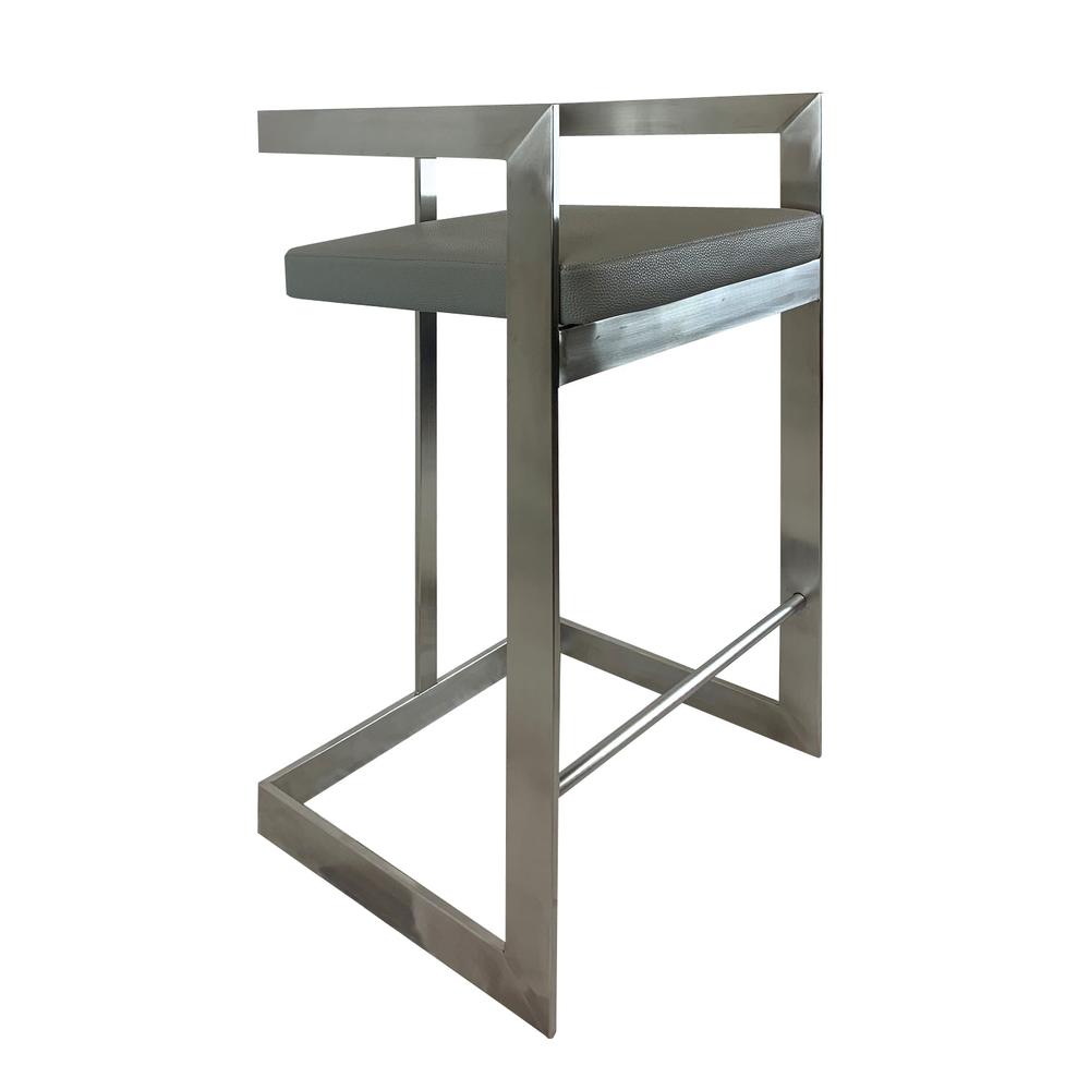 Bar Chair, 26", Gray, Stainless Steel Base