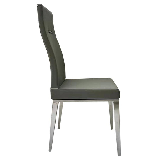 Dark Gray Dining Chair With Brushed Stainless Steel, Set Of 4