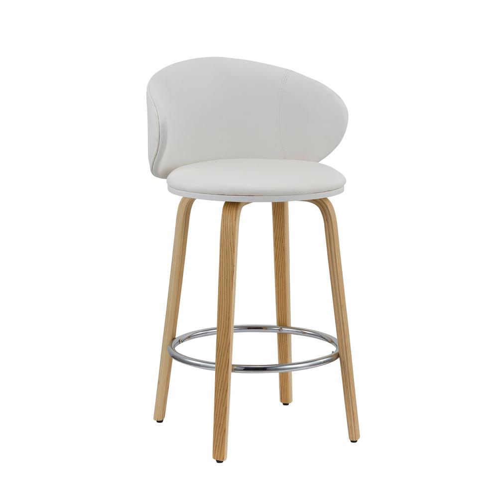 26''H Pu Stool With Wood Leg, Set Of 2