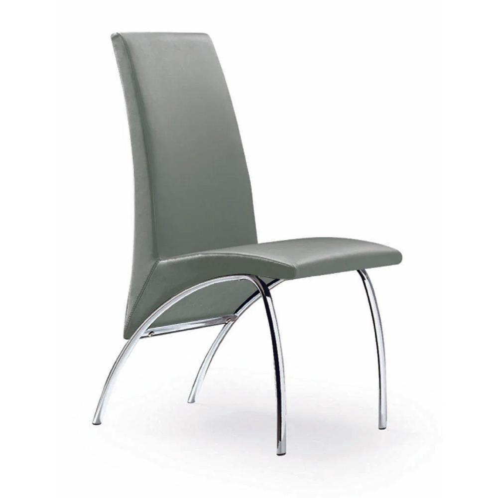 Gray Chair Pu Chrome Legs, Set Of 2