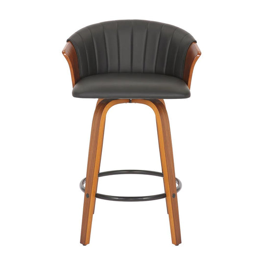 26'' Pu Stool With Wood Leg, Set Of 2