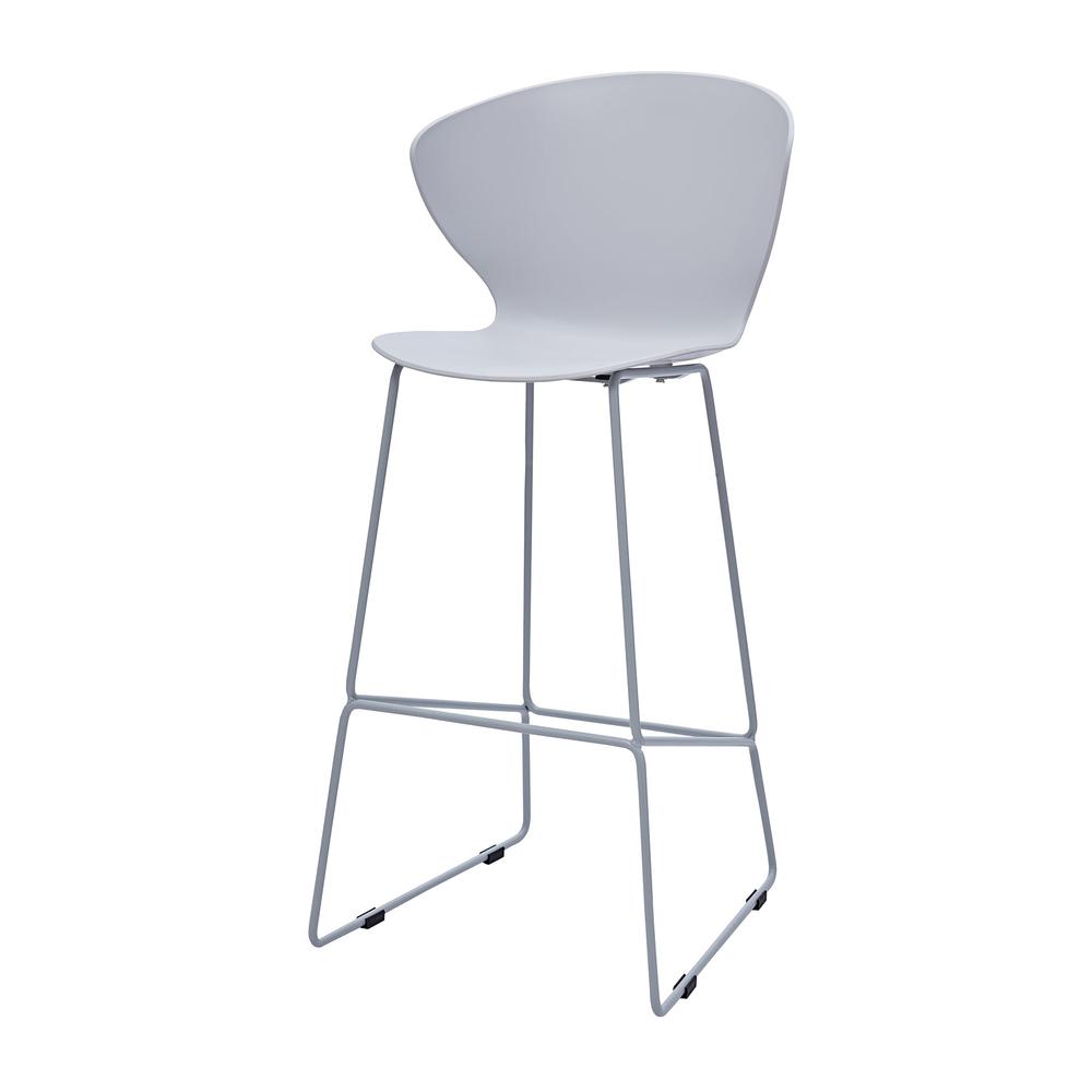 Midcentury Polypropylene Bar Stool With Metal Legs, Set Of 2