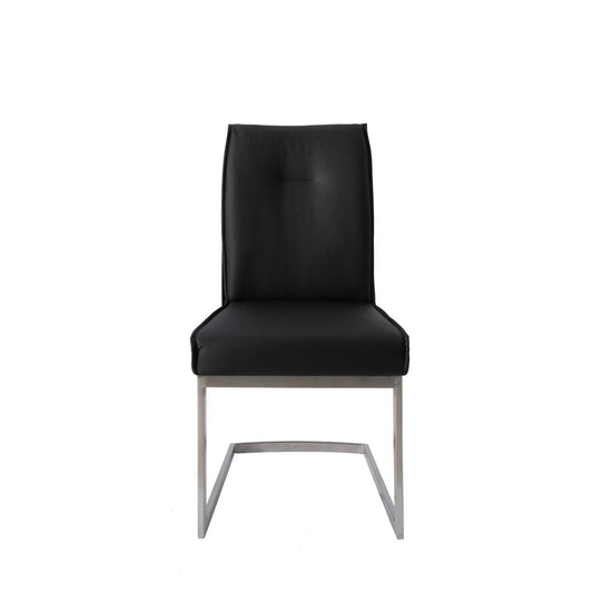 Dining Chair With Pu Seat And Brushed Stainless Steel Leg, Set Of 2