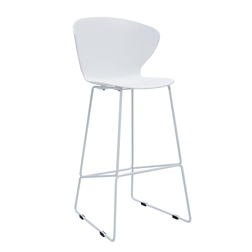 Midcentury Polypropylene Bar Stool With Metal Legs, Set Of 2