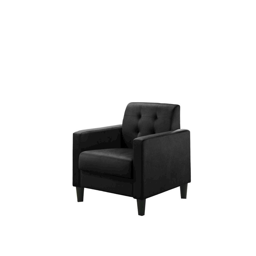 Hale Black Velvet Accent Armchair with Tufting
