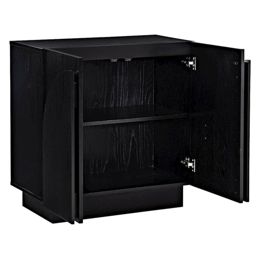 Questa Scandinavian Mid-Century 2-Door Cabinet with Arch Handles, Black