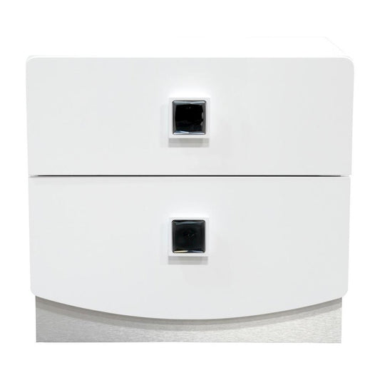 Best Master France 2-Drawer Poplar Wood Bedroom Nightstand in White Lacquer