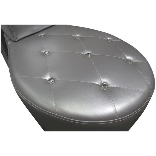 Best Master High Heel Faux Leather Crystal Studs Shoe Chair in Silver