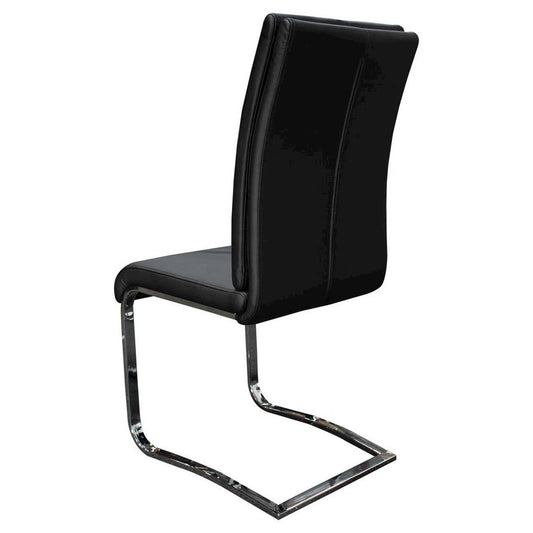 Best Master Modern Faux Leather Dining Side Chair in Black/Chrome (Set of 2)