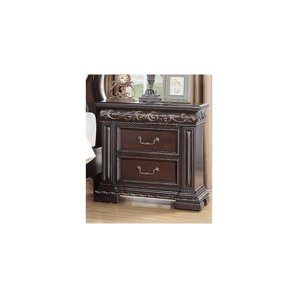 Best Master Furniture Africa 29" 2 Drawer Solid Wood Nightstand in Cherry