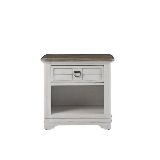 Meadowbrook 1-Drawer Nightstand - Whitewash - Sand Top